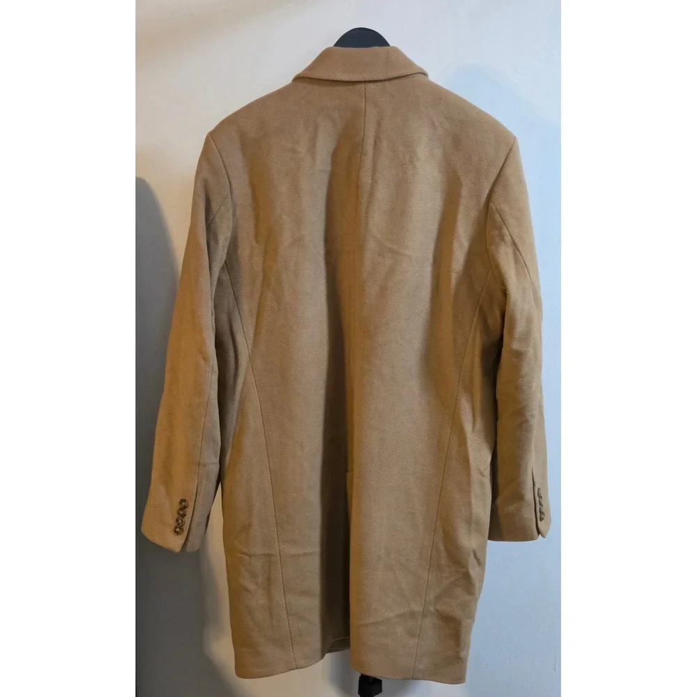 Michael Kors Mid-Length Single Breasted Camel Overcoat Mens 40R Wool Cashmere